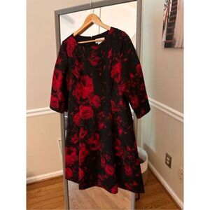 Women's Jessica Howard Solid/Floral Fit & Flare Sheath Jacquard Dress Size 14‎